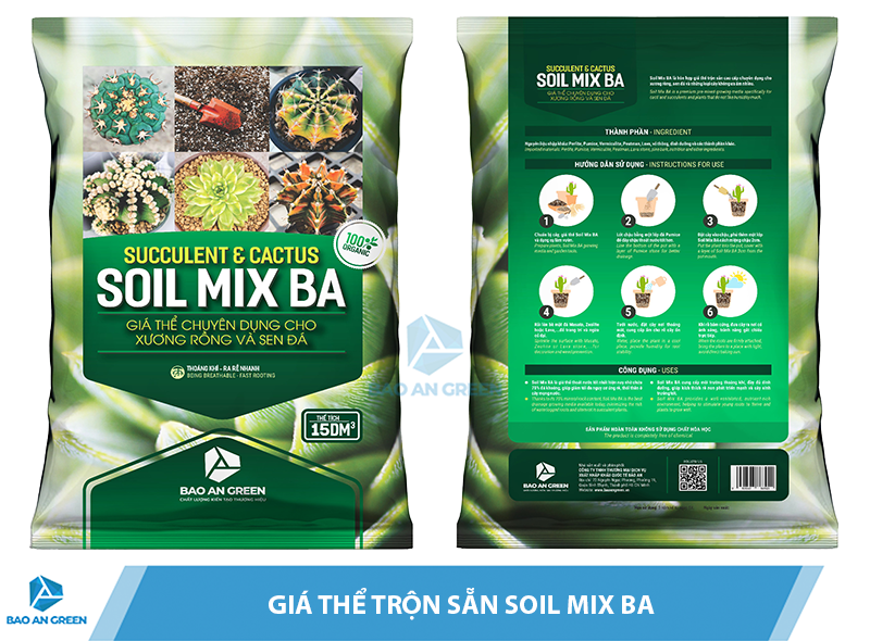 Soil Mix BA giá thể sen đá, xương rồng hàng đầu 