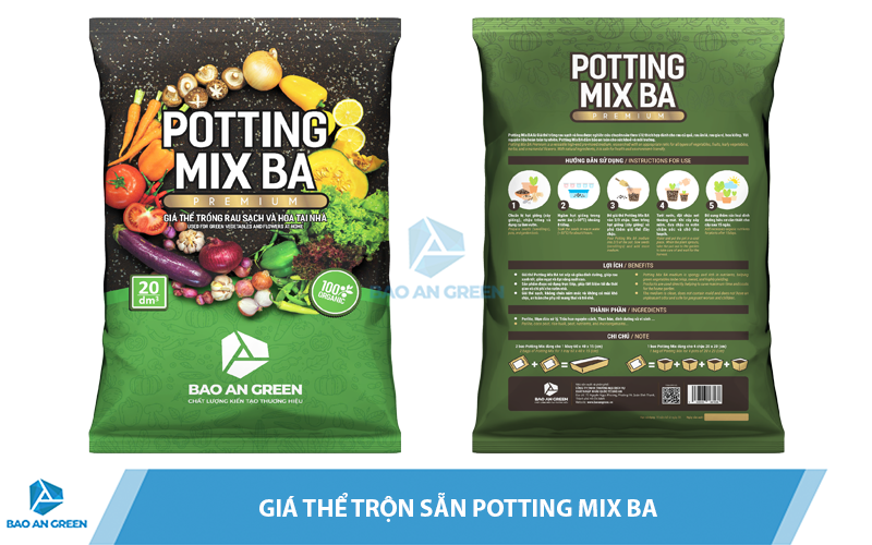 Potting Mix BA trồng được rau, củ, quả và hoa màu.
