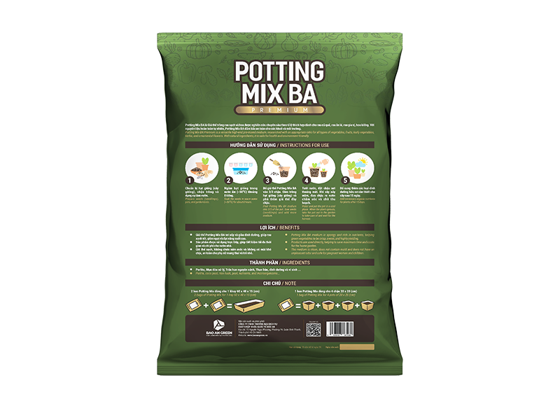 Potting Mix BA là giá thể trồng rau trộn sẵn được tin dùng